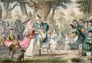 Henryk VIII i jego królowa „wychodzą z Mayinga” autorstwa John Leech