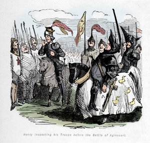 Henryk przeprowadza inspekcję swoich oddziałów przed bitwą pod Agincourt, ok. 1860, ok. 1860 autorstwa John Leech