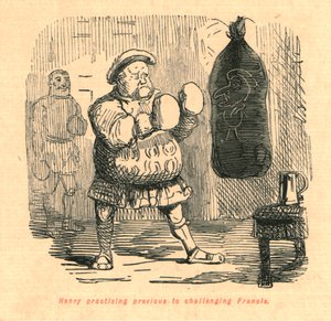 Henry praktykujący przed wyzwaniem Franciszka, 1897. autorstwa John Leech
