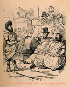 Jego Ekscelencja Q Fabius oferuje Pokój lub Wojnę Senatowi Kartaginy, 1852 autorstwa John Leech