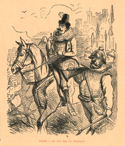 Jakub I w drodze do Anglii, 1897. autorstwa John Leech