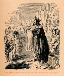 Król Edward przedstawiający swego Syna jako Księcia Walii swoim poddanym, ok. 1860, ok. 1860 autorstwa John Leech