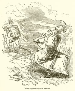 Metius denerwujący Tytusa Manliusza autorstwa John Leech