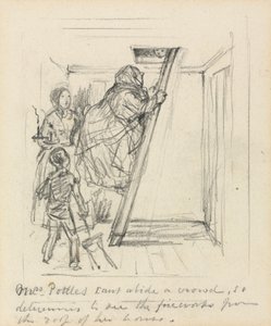Pani Potts nie może znieść tłumu. autorstwa John Leech