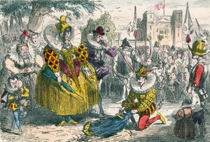 Królowa Elżbieta i Sir Walter Raleigh autorstwa John Leech