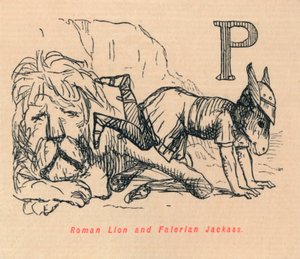 Roman Lew i Falerian Jackass, 1852 autorstwa John Leech