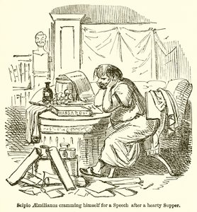 Scypion Aemilianus wkuwa się w mowę po obfitej kolacji autorstwa John Leech