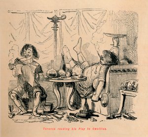 Terence czyta swoją sztukę Cecyliuszowi, 1852 autorstwa John Leech