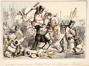 Wspaniała walka Richarda Coeur de Lion i Saladyna z The Comic History of England, wyd. 1864 (akwaforta ręczna)