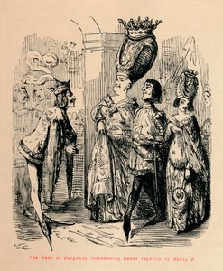 Książę Burgundii przedstawiający królową Izabelę Henrykowi V, ok. 1860, ok. 1860 autorstwa John Leech
