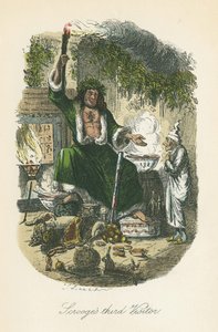 Duch teraźniejszości bożonarodzeniowej pojawia się Scrooge
