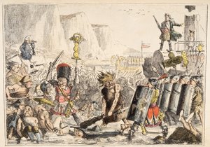 The Landing of Julius Caesar z The Comic History of England, wyd. 1864 (akwaforta ręczna) autorstwa John Leech
