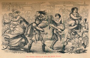 Rzymianie odchodzą z kobietami Sabinki, 1852 autorstwa John Leech