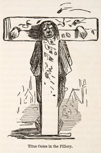 Titus Oates w filarze, z The Comic History of England, wyd. 1864 autorstwa John Leech