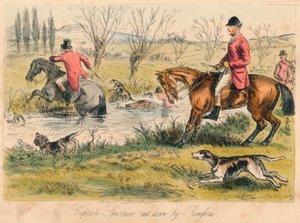 Kapitan Spurrier ścięty przez Romforda, 1865. Artyści: John Leech, Hablot Knight Browne. autorstwa John Leech and Hablot Knight Browne