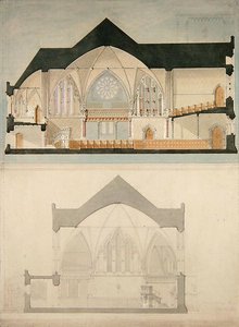 Boczna elewacja kościoła Trinity College, Edynburg autorstwa John Lessels