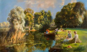 Letnie wakacje (olej na płótnie) autorstwa John Lochhead