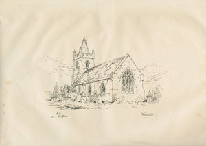 Kościół Acton Trussell: litografia piórem i atramentem, nd [?XIX wiek] autorstwa John Louis Petit