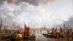 Widok na Somerset House, kościół św. Pawła i most Waterloo autorstwa John MacVicar Anderson