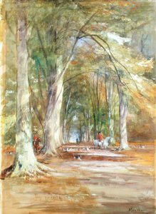 Myśliwi na polanie (akwarela i akwarela na papierze) autorstwa John MacWhirter