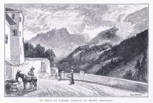 W Pieve Di Cadore, patrząc na Monte Cristallo, z The Magazine of Art 1893, Cassell and Company autorstwa John MacWhirter