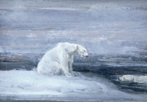 „Niedźwiedzie polarne wypatrujące fok w lodowej dziurze”, c1867-1910