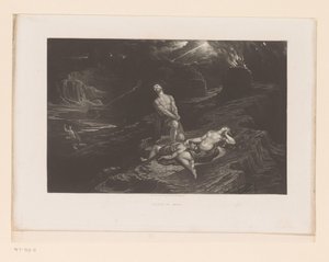Adam i Ewa opłakują Abla, a Bóg przeklina Kaina Śmierć Abla (tytuł na obiekcie) Ilustracje do Biblii (tytuł serii) Ilustracje do Biblii (tytuł serii) autorstwa John Martin