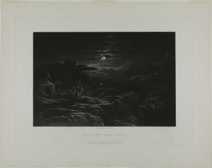 David Sparet Saul w Hachila, z Illustrations of the Bible autorstwa John Martin