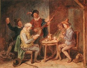 Impreza muzyczna (akwarela na papierze)
