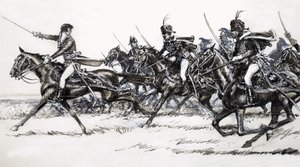 Szarża kawalerii autorstwa John Millar Watt