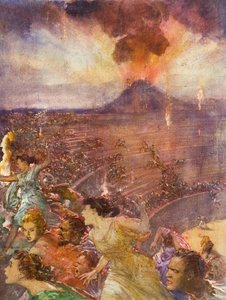 Wybuch Wezuwiusza (gwasz na papierze) autorstwa John Millar Watt