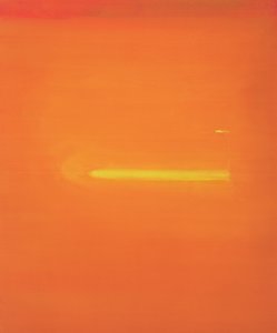Pomarańczowe wnętrze z figurą, 2000 autorstwa John Miller