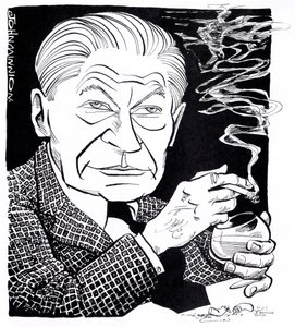Arthur Koestler, karykatura autorstwa John Minnion
