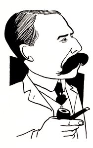 Edward Elgar - karykatura trzymająca fajkę autorstwa John Minnion