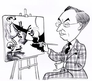 Vassily ( Wassily ) Kandinsky, karykatura ze sztalugą autorstwa John Minnion