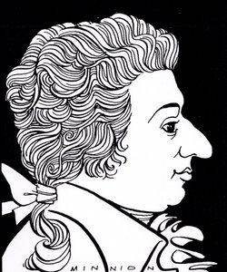 Wolfgang Amadeusz Mozart - karykatura autorstwa John Minnion