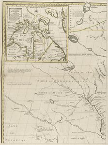Mapa dominiów brytyjskich i francuskich w Ameryce, 1756 (rycina kolorem konturu na papierze)