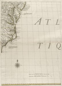 Mapa dominiów brytyjskich i francuskich w Ameryce, 1756 (rycina kolorem konturu na papierze)