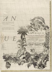 Mapa dominiów brytyjskich i francuskich w Ameryce, 1756 (rycina kolorem konturu na papierze)