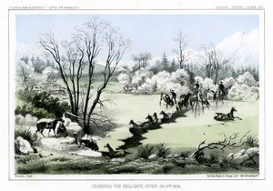 Przeprawa przez rzekę Hellgate, 6 stycznia 1854 1856. autorstwa John Mix Stanley