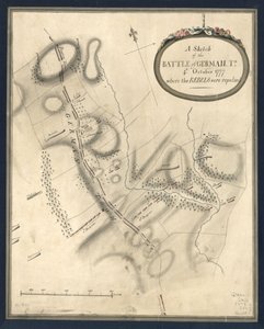Szkic bitwy o Niemcy. Tn., 4. Październik 1777, gdzie rebelianci zostali odparci. LOC gm71000932