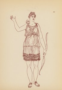 Starożytny grecki kostium kobiecy (litografia) autorstwa John Moyr Smith