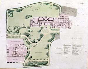 Plan pawilonu królewskiego ukończony przez Nasha w 1822 r. z „Widoków pawilonu królewskiego w Brighton” autorstwa Johna Nasha