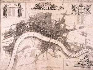 Mapa Londynu, c1680 autorstwa John Oliver