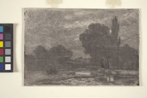 Krajobraz bagienny (akwaforta i monoprint)