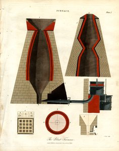 Ilustracja techniczna wielkiego pieca autorstwa John Pass