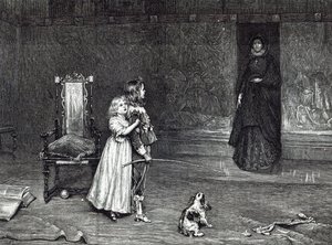 Pojawienie się hrabiny Derby w Złotej Sali, scena z „Peveril of the Peak” Scotta, z „Godziny wypoczynku”, 1888 autorstwa John Pettie