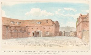 Stajnie domu generała Fairfaxa, High Street, Putney, 1887 r. autorstwa John Phillipp Emslie