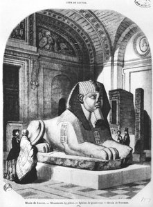 Różowy granitowy sfinks w egipskich salach Luwru, ilustracja z „Le Magasin Pittoresque”, według rysunku Freemana, lipiec 1851 autorstwa John Quartley