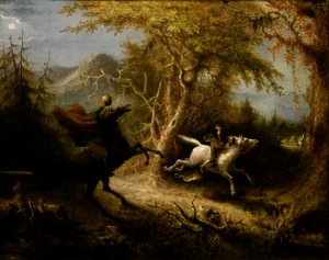 Jeździec bez głowy ściga żuraw Ichabod, 1858.